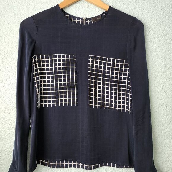 Theory REVOLVE Mariya crossgrid 100% silk pullover blouse - Picture 1 of 16